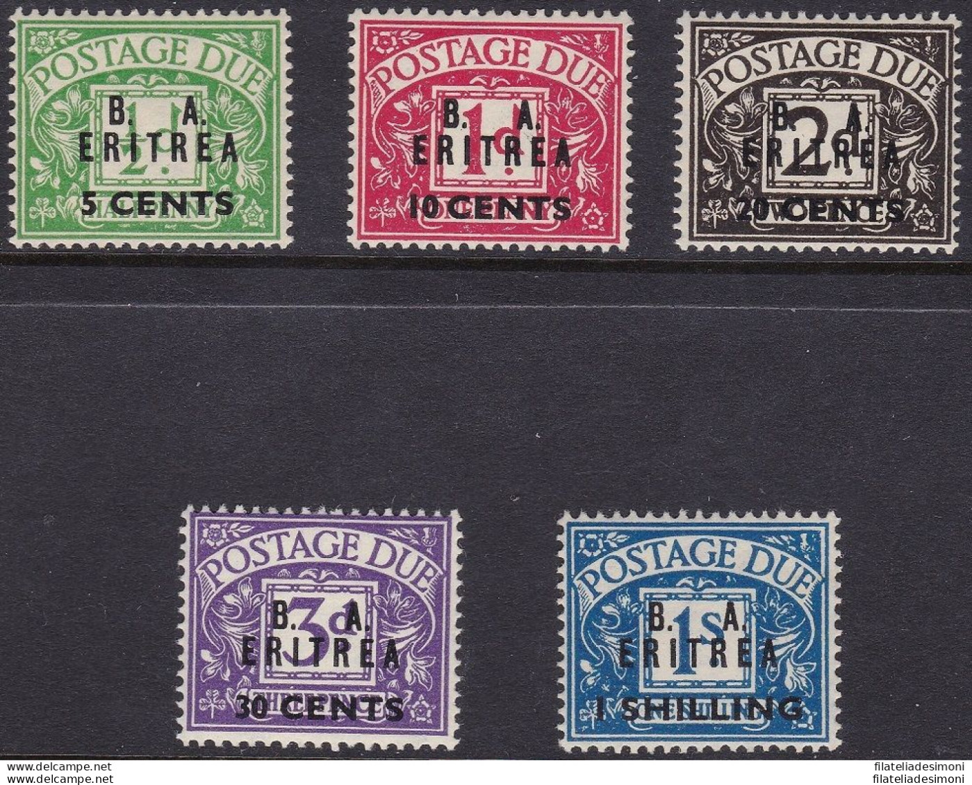 1950 BMA ERITREA, T 6/10  5 Valori  MNH/**   GOMMA INTEGRA - Altri & Non Classificati