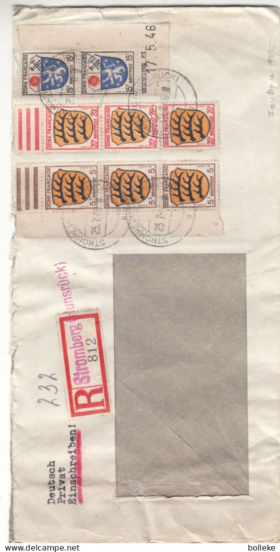 Allemagne - Occupation Alliée - Zone Française - Lettre Recom De 1946 - Oblit Stromberg - Exp Vers Halle - Valeur 40 € - Amtliche Ausgaben