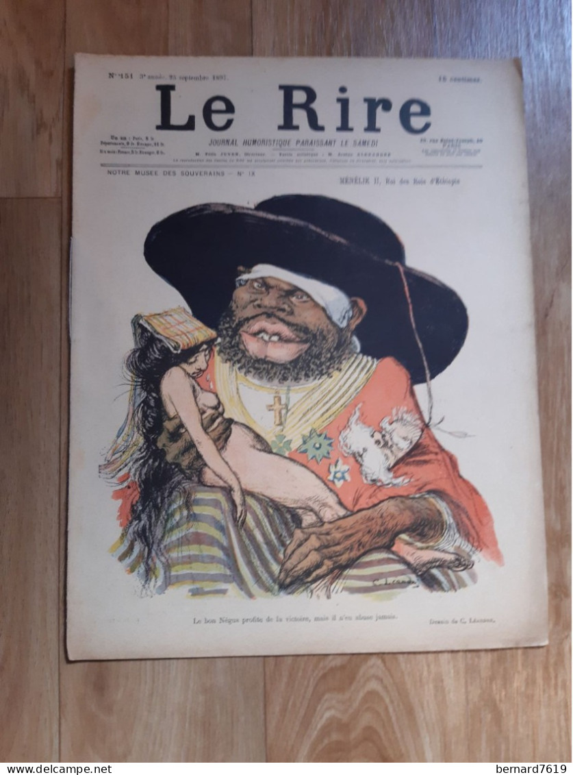 Journal Humoristique - Le Rire N°151 -   Annee 1897 - Dessin  De C Leandre - Roubille -menelik  Roi  Ethiopie - 1850 - 1899