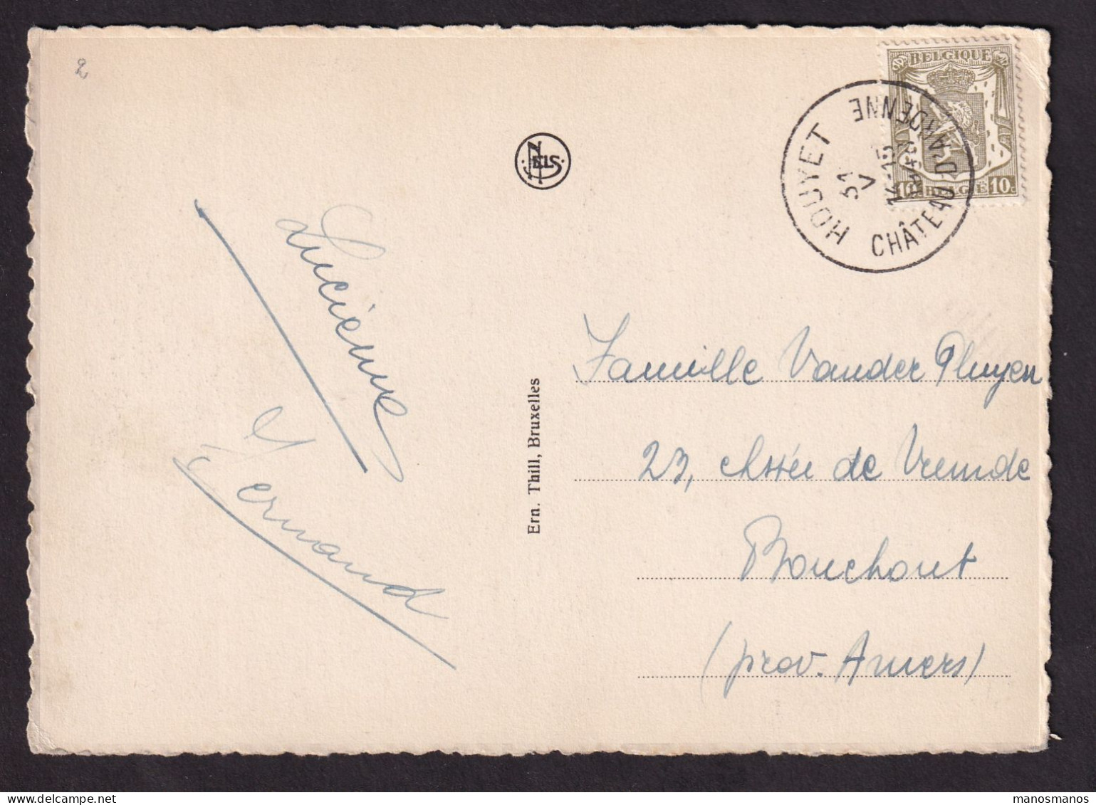 DDFF 895 -- Chateau D Ardenne à HOUYET - Carte-Vue TP Petit Sceau Cachet HOUYET CHATEAU D' ARDENNE 1948 - 1935-1949 Piccolo Sigillo Dello Stato