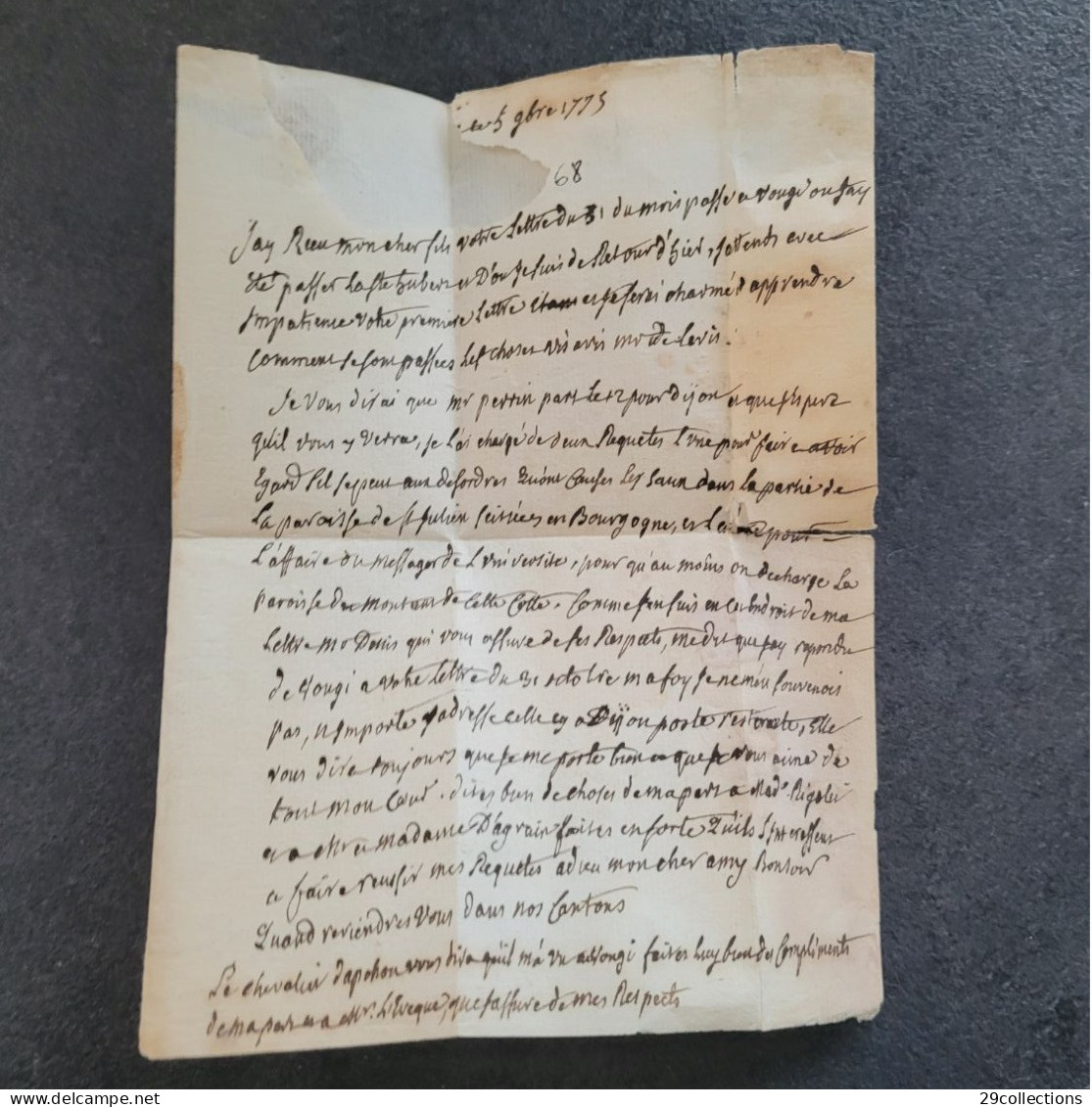 Autographe 1775 Maréchal De Camp DE VICHY (1699-1781) à Son Fils Marquis Abel DE VICHY L'ami De CASANOVA & Mage MESMER - Historische Personen