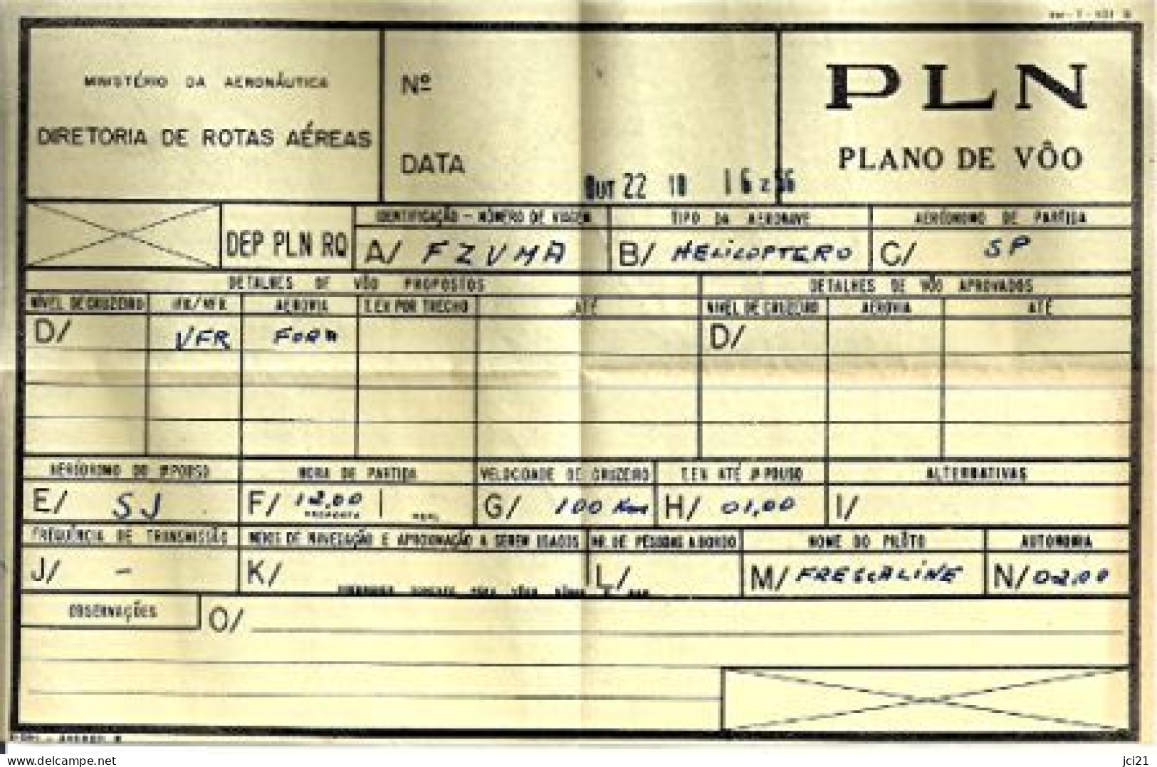 PLAN DE VOL D'UN HÉLICOPTÈRE FRANÇAIS AU BRÉSIL EN 1956 COPIES NOTE DE SERVICE ET INVITATION [_M55] - Aviación