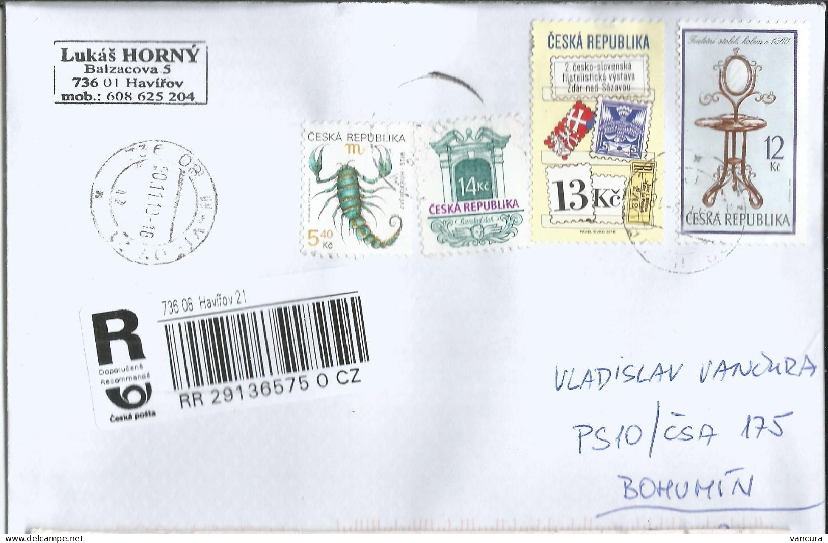 R Envelope Czech Republic Exhibition Of Czech And Slovak Stamps In Zdar 2018 Notice The Poor Scan, The Cover Is O.K. - Andere & Zonder Classificatie
