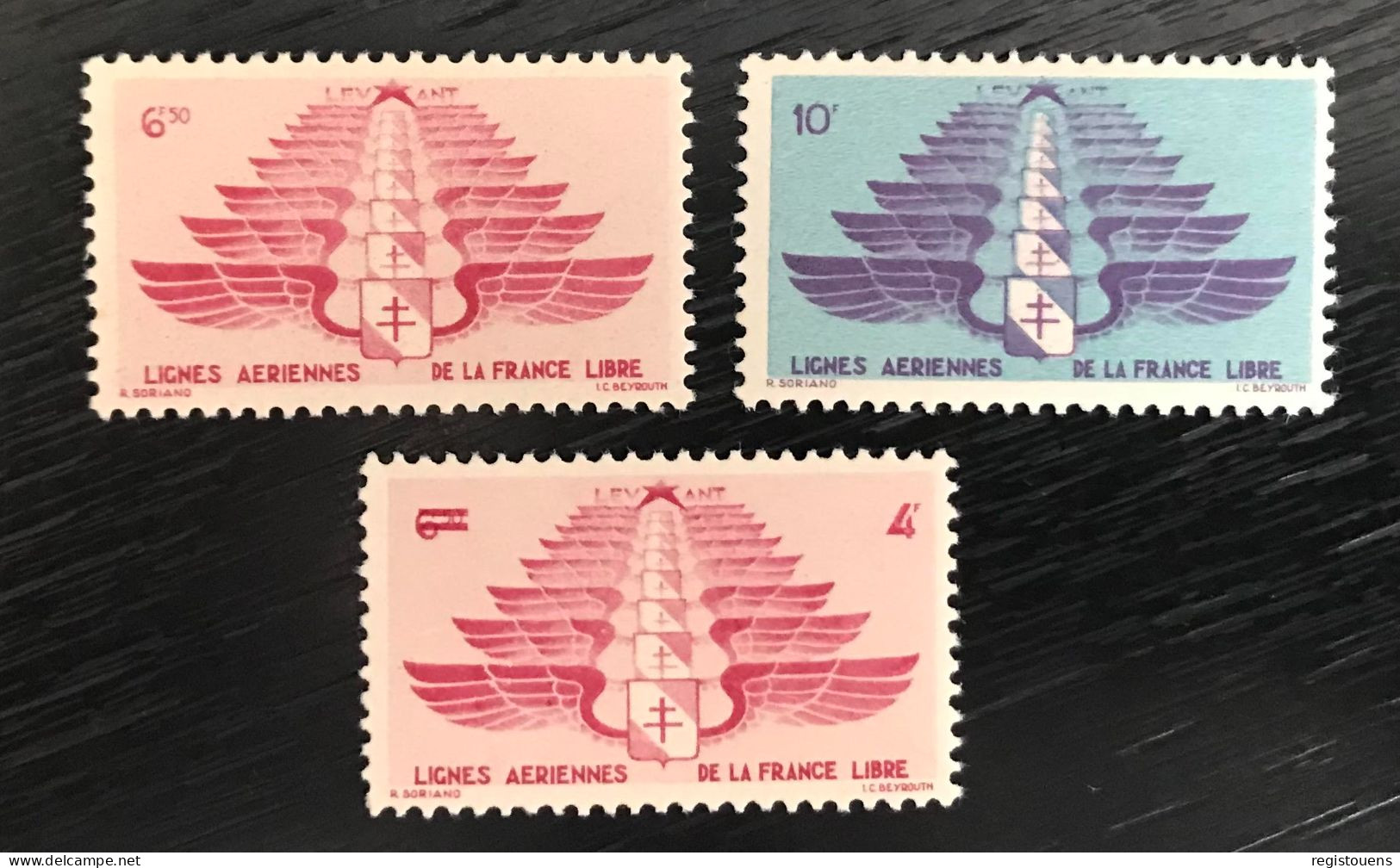 Lot De 3 Timbres Neufs** Levant - 1942 - Lignes Aériennes De La France Libre - Unused Stamps