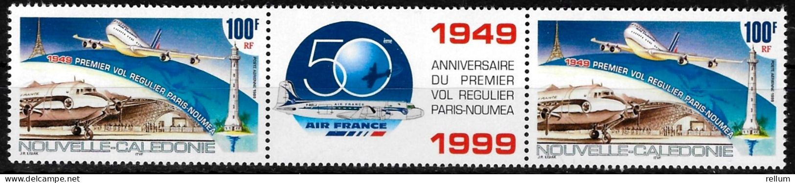 Nouvelle Calédonie 1999 - Yvert Nr. PA 347 Paire Avec Logo Centrale - Michel Nr. 1188 Str. ** - Unused Stamps