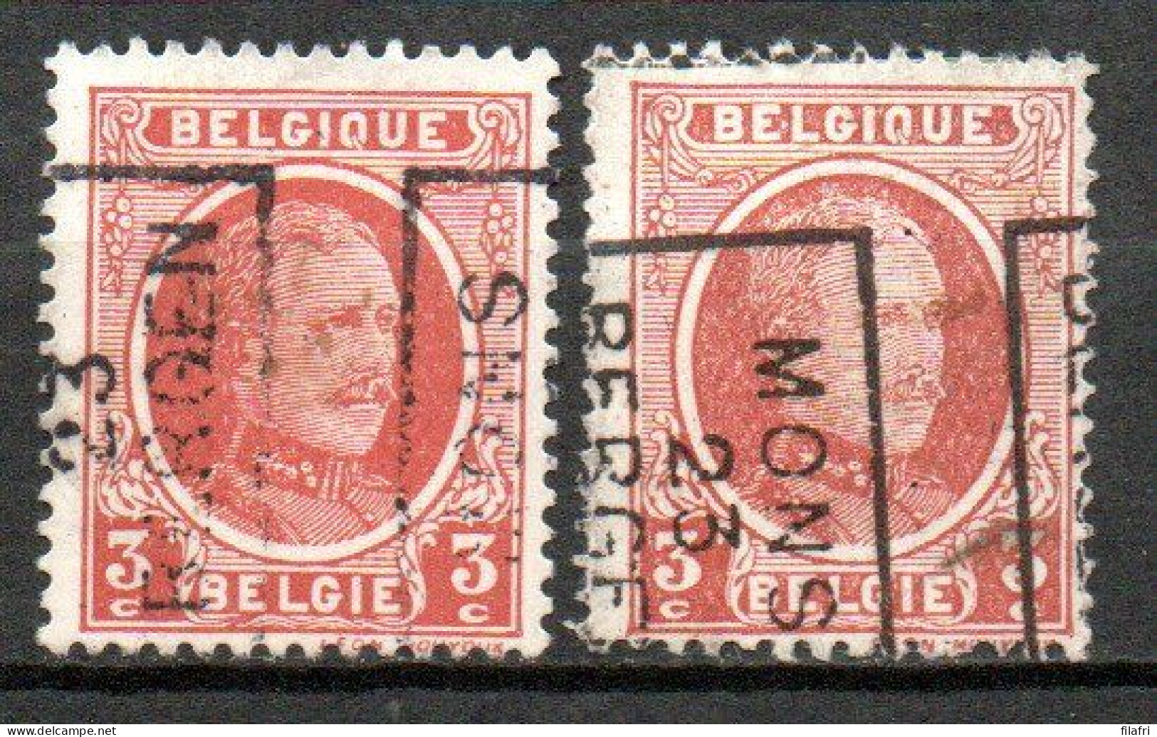 3151 Voorafstempeling Op Nr 192 - MONS 23 BERGEN - Positie A & B - Rolstempels 1920-29