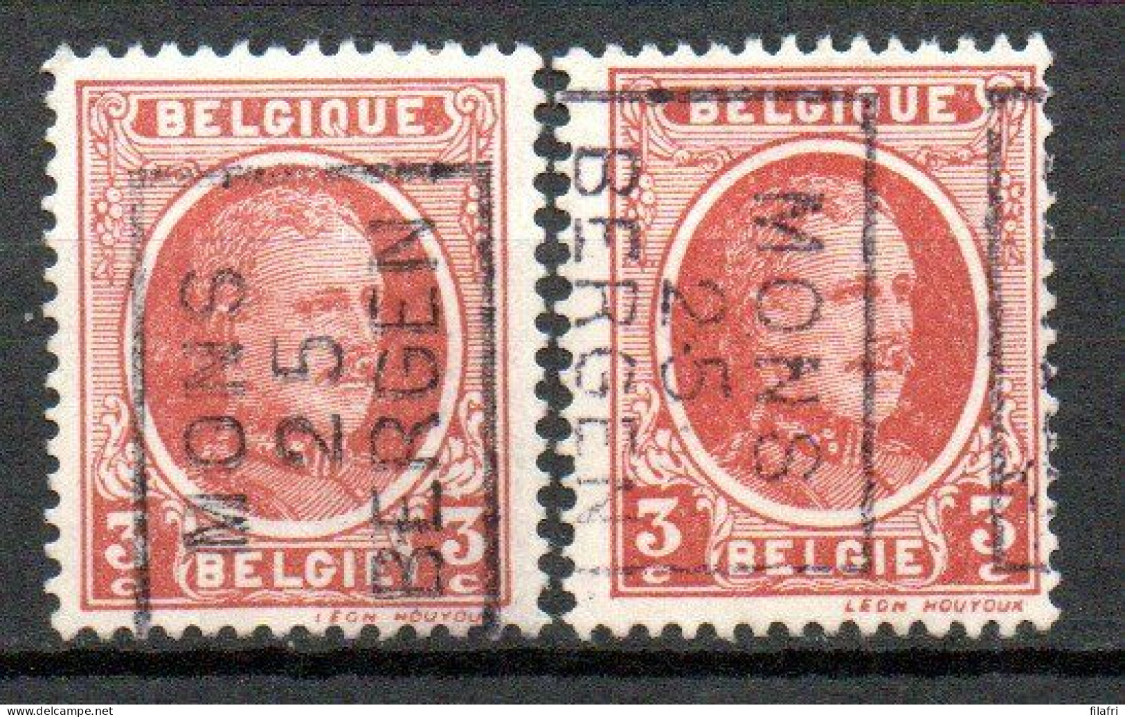 3540 Voorafstempeling Op Nr 192 - MONS 25 BERGEN - Positie A & B - Rollo De Sellos 1920-29