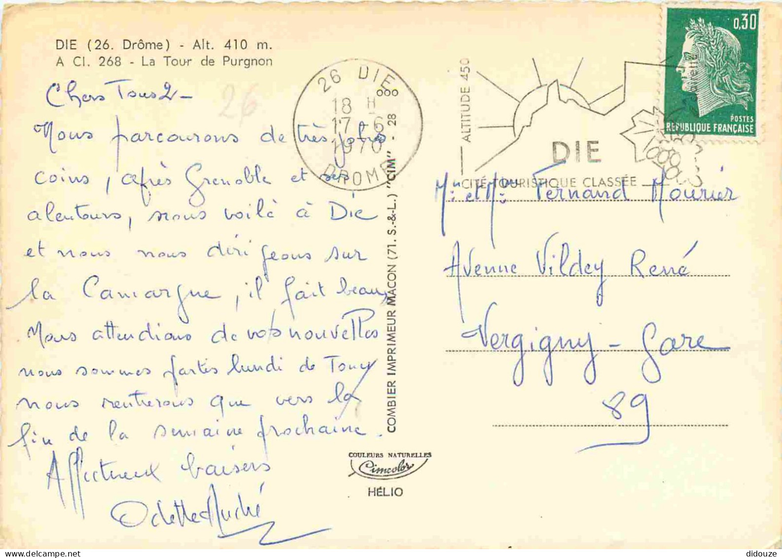 26 - Die - Tour De Purgnon - Carte Dentelée - CPSM Grand Format - Voir Scans Recto-Verso - Die