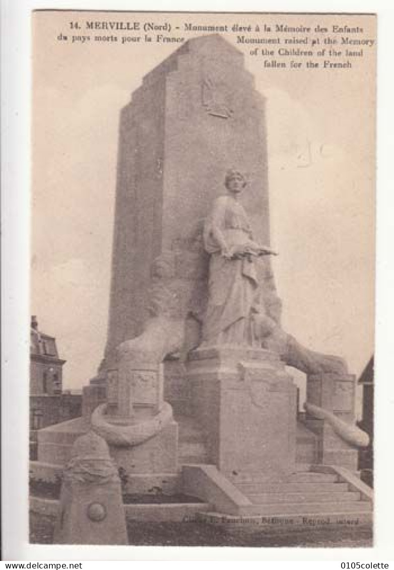 Carte France 59 - Merville - Monument élevé à La Mémoire Des Enfants Morts Pour La France : PRIX FIXE - ( Cd070) - Merville