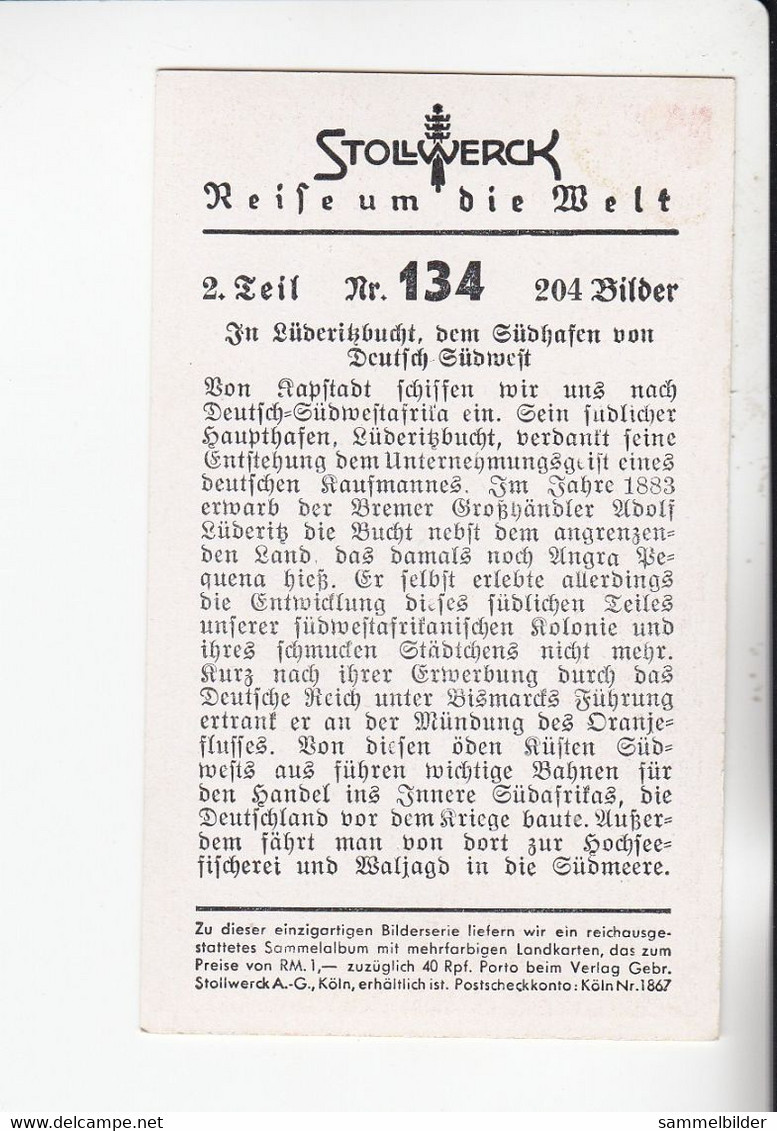 Stollwerck Reise Um Die Welt II In Lüderitzbucht Dem Südhafen Von Deutsch Südwest    #134 Von 1936 - Stollwerck