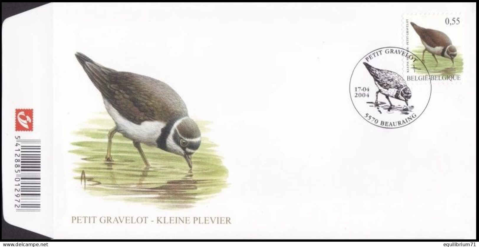 FDC - 3267° - Petit Gravelot / Kleine Plevier / Kleiner Regenpfeifer - Beauraing - 17-04-2004 - BUZIN - 1985-.. Vogels (Buzin)