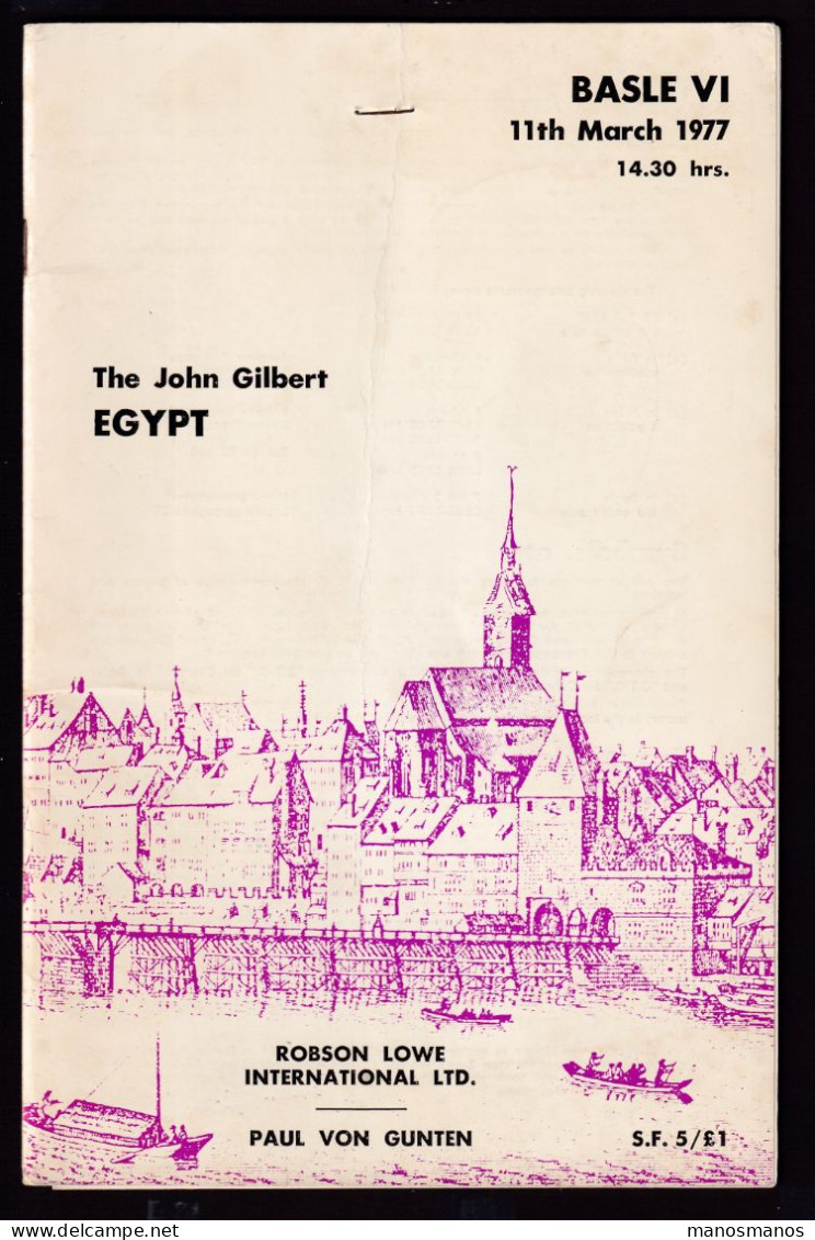 DDEE 927 -- EGYPT Famous Collection John Gilbert - Auction Catalogue 36 Pg - Robson Lowe Basle 1977 + Prices Realised - Auktionskataloge