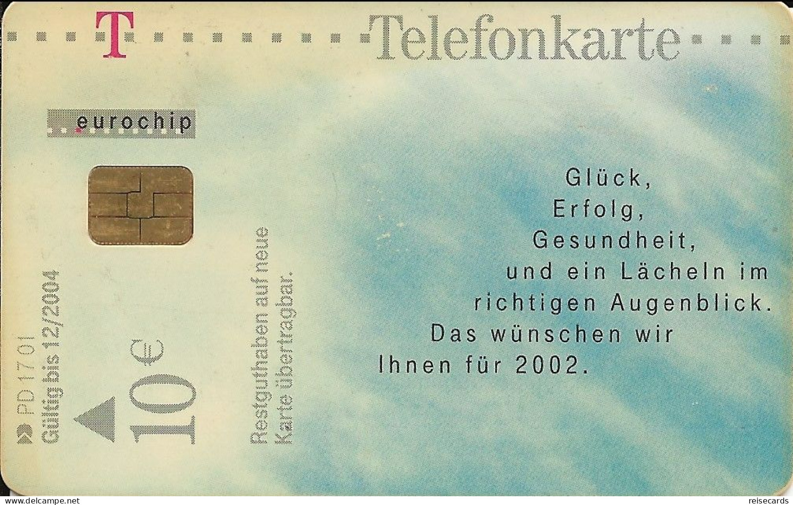 Germany: Telekom PD 17 01 Beste Wünsche, Kalender 2002 - P & PD-Series: Schalterkarten Der Dt. Telekom
