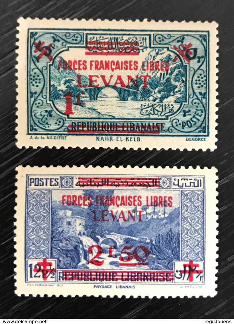 Lot De 2 Timbres Neufs Levant - 1942 - N°Yv. 42 Et 43 - Forces Françaises Libres - Nuovi