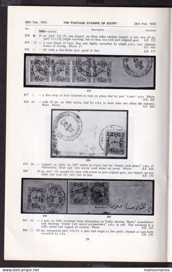 DDEE 928 -- EGYPT Famous Collection Georges Gougas - Auction Catalogue 44 Pg - Robson Lowe Basle 1973 - Catalogi Van Veilinghuizen