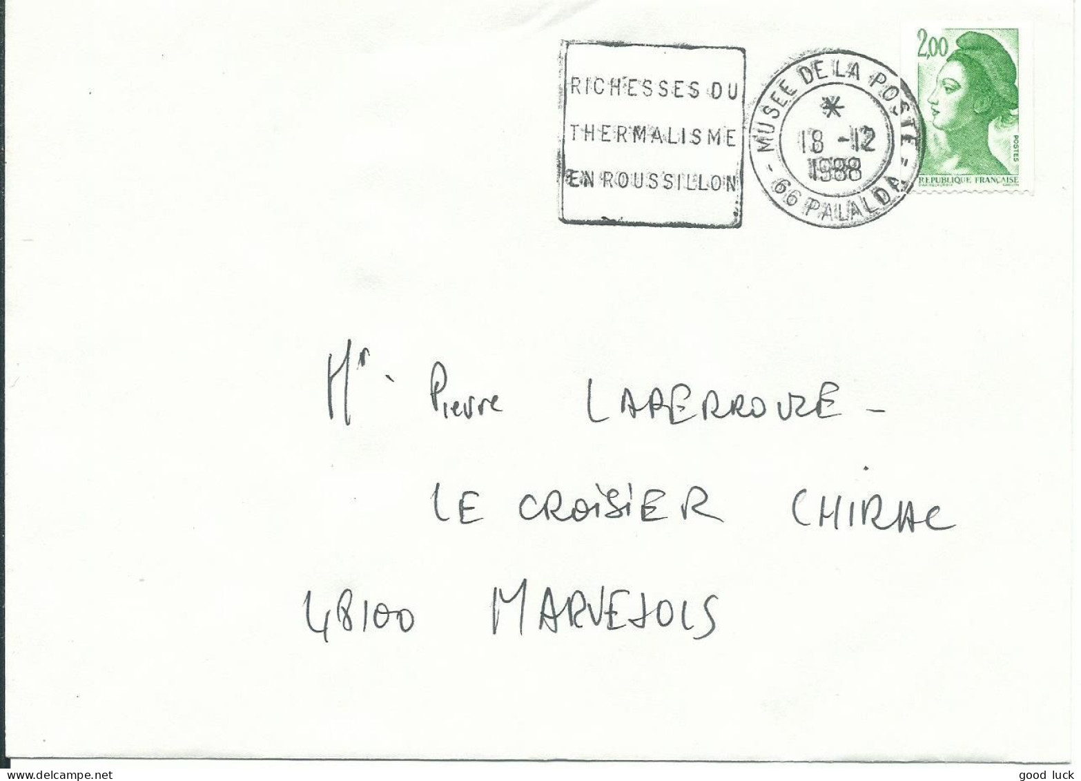 FRANCE N° 2487 OBLITERATION MUSEE DE LA POSTE PALALDA ( PYRENEES ORIENTALES ) DE 1988   LETTRE COVER - Briefe U. Dokumente