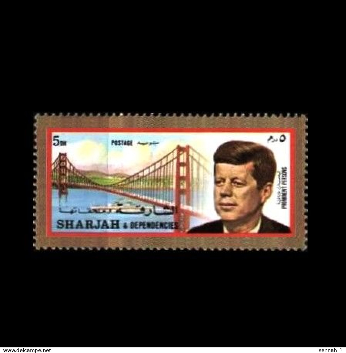 Sharjah: 'John F. Kennedy – Golden Gate Bridge [San Francisco Bay] – Brücke, 1972', Mi 896A ** - Kennedy (John F.)