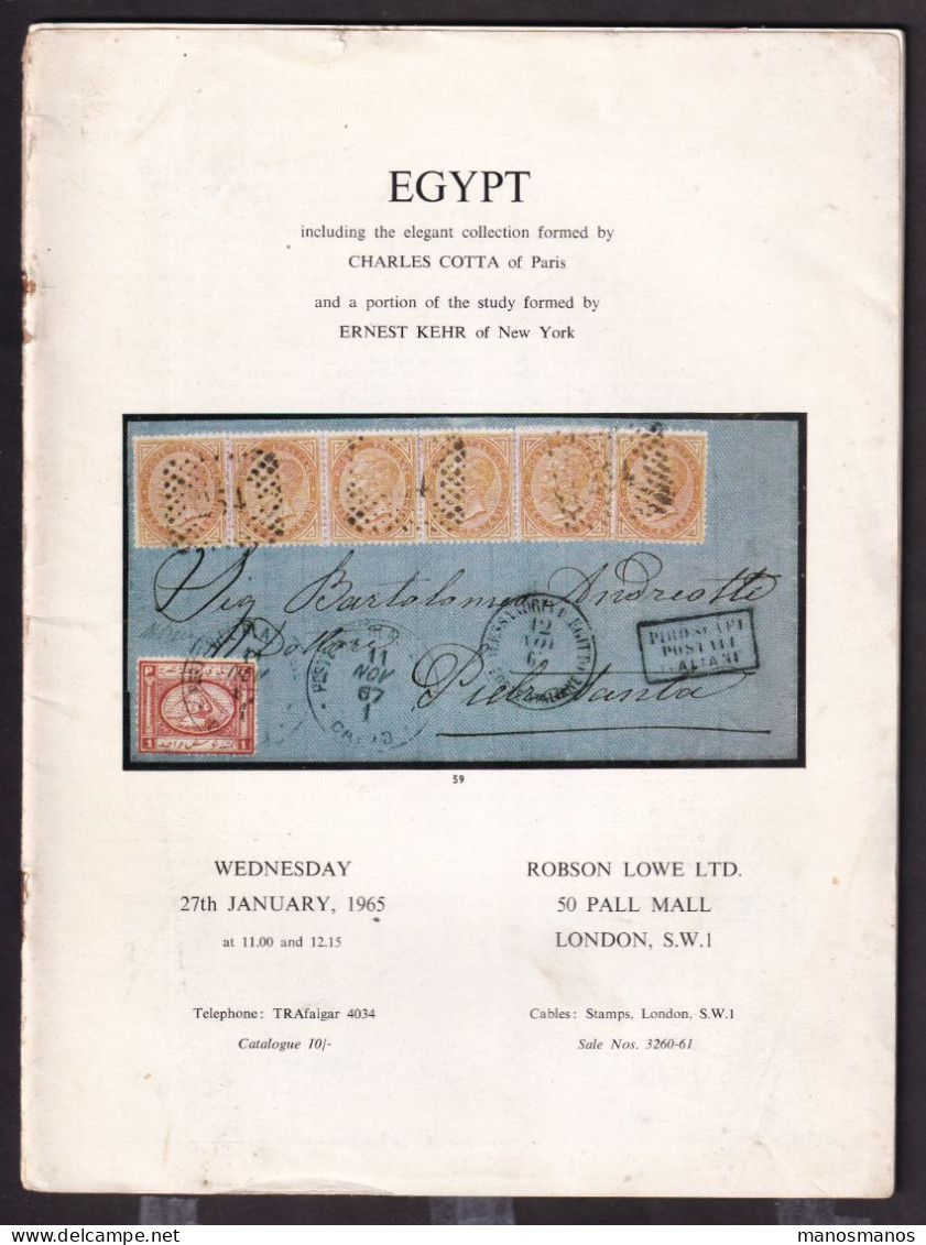 DDEE 929 -- EGYPT Famous Collections COTTA And KEHR - Auction Catalogue 32 Pg - Robson Lowe London 1965 - Cover Loose - Cataloghi Di Case D'aste