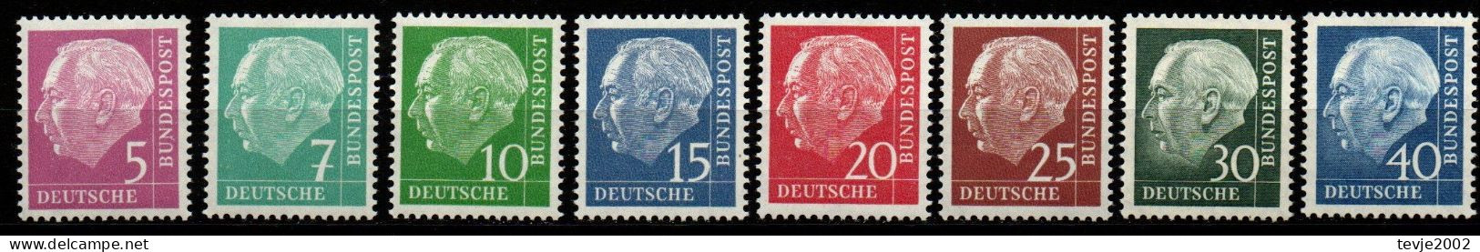 Bund 1954/56 - Mi.Nr. 179 - 186 + 259 - 260 Y - Postfrisch MNH - Fluoreszierendes Papier - Ungebraucht