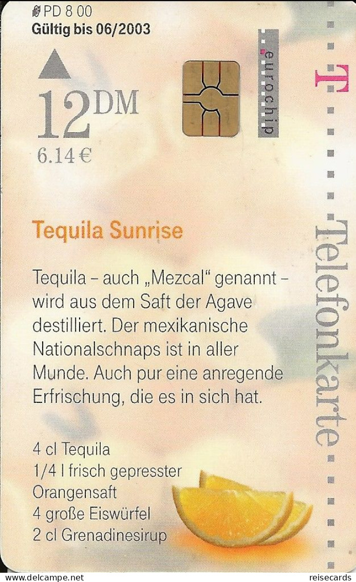 Germany: Telekom PD 8 00 Tequila Sunrise - P & PD-Series: Schalterkarten Der Dt. Telekom