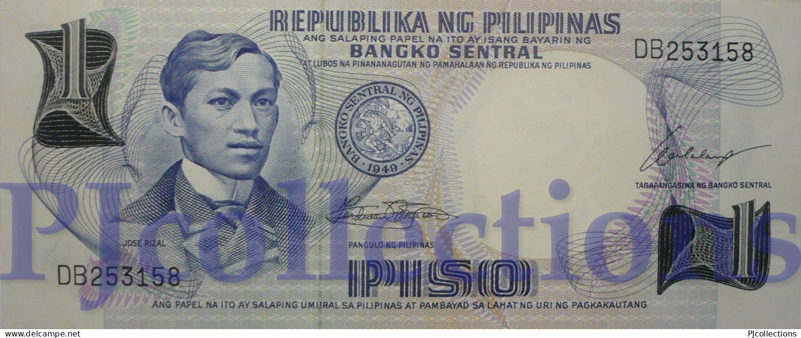 PHILIPPINES 1 PISO 1969 PICK 142a UNC - Filipinas
