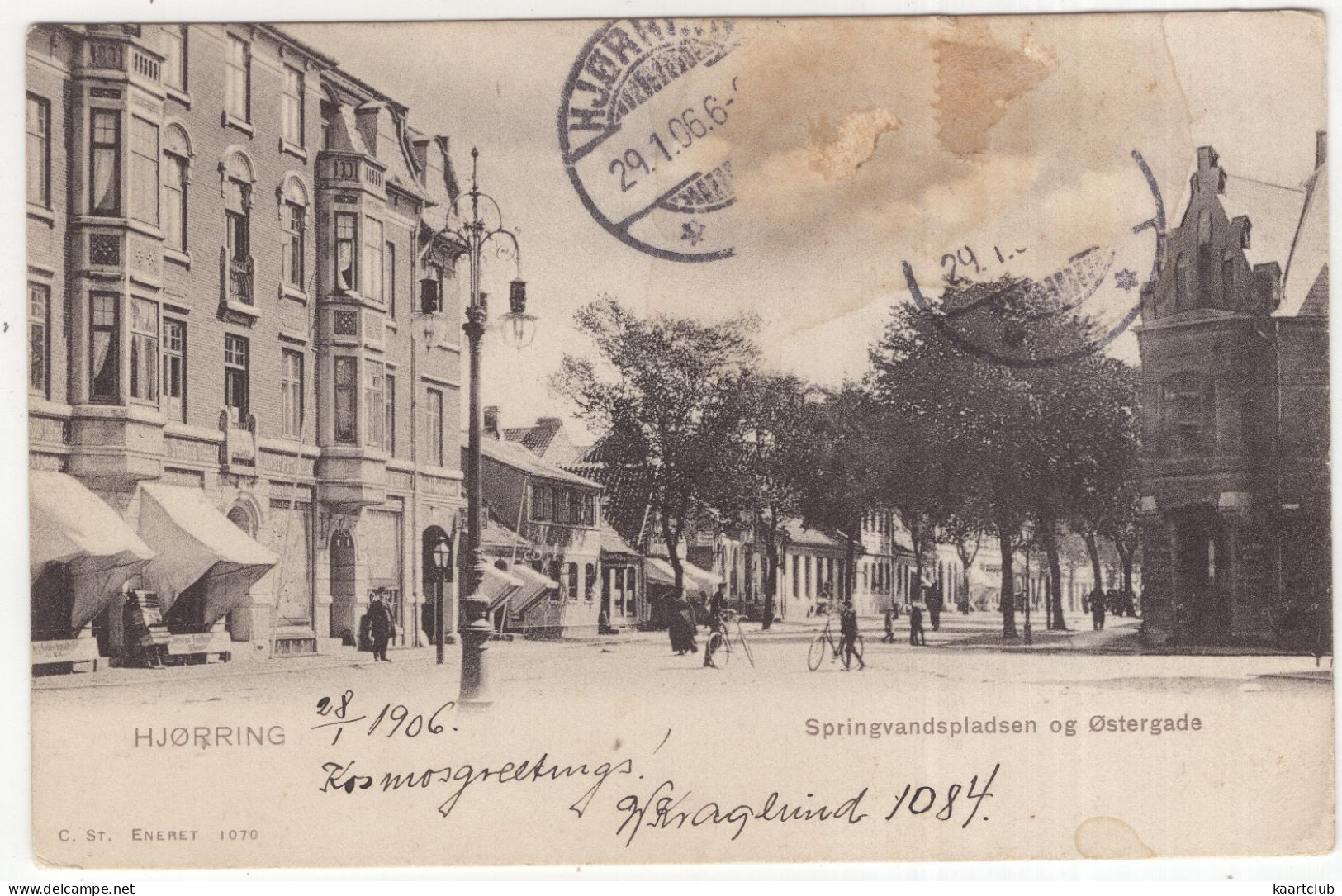 Hjørring - Springvandspladsen Og Ostergade - (Danmark) - 1906 - (C. St. 1970) - Danemark