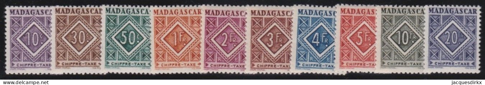 Madagascar   .  Y&T   .     Taxe 31/40     .      *     .      Neuf Avec Gomme - Timbres-taxe