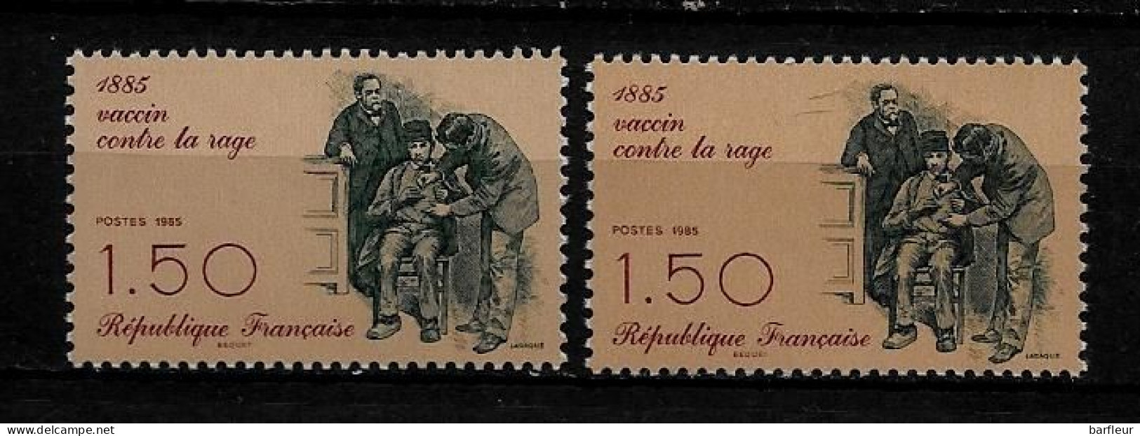 Année 1985 : Y. & T. N° 2371 ** Fond Bistre Clair Et Fonçé Entre Les 2 Timbres - Unused Stamps