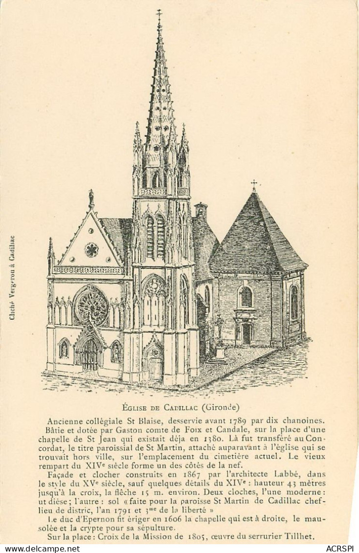 GIRONDE DE L'EGLISE DE CADILLAC (scan Recto-verso) KEVREN0505 - Cadillac