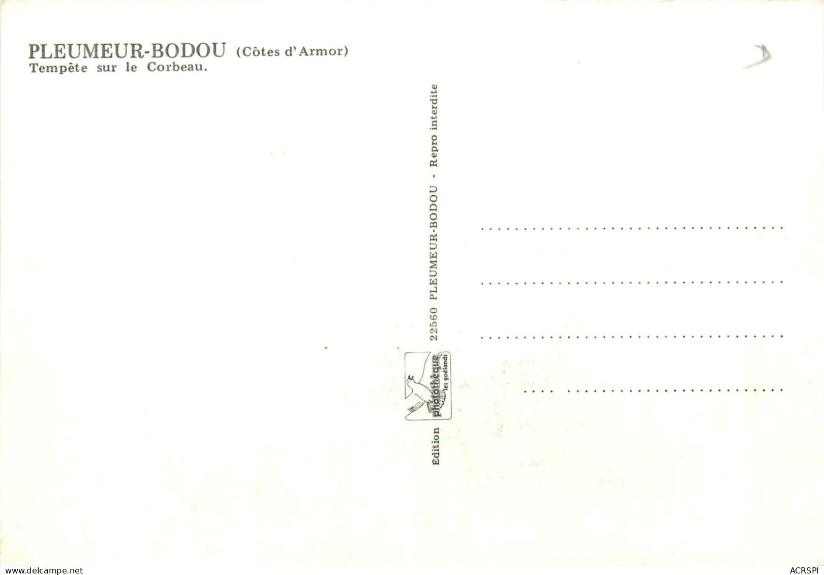 COTE D'ARMOR PLEUMEUR BODOU TEMPETE SUR LE CORBEAU  (scan Recto-verso) KEVREN0546 - Pleumeur-Bodou
