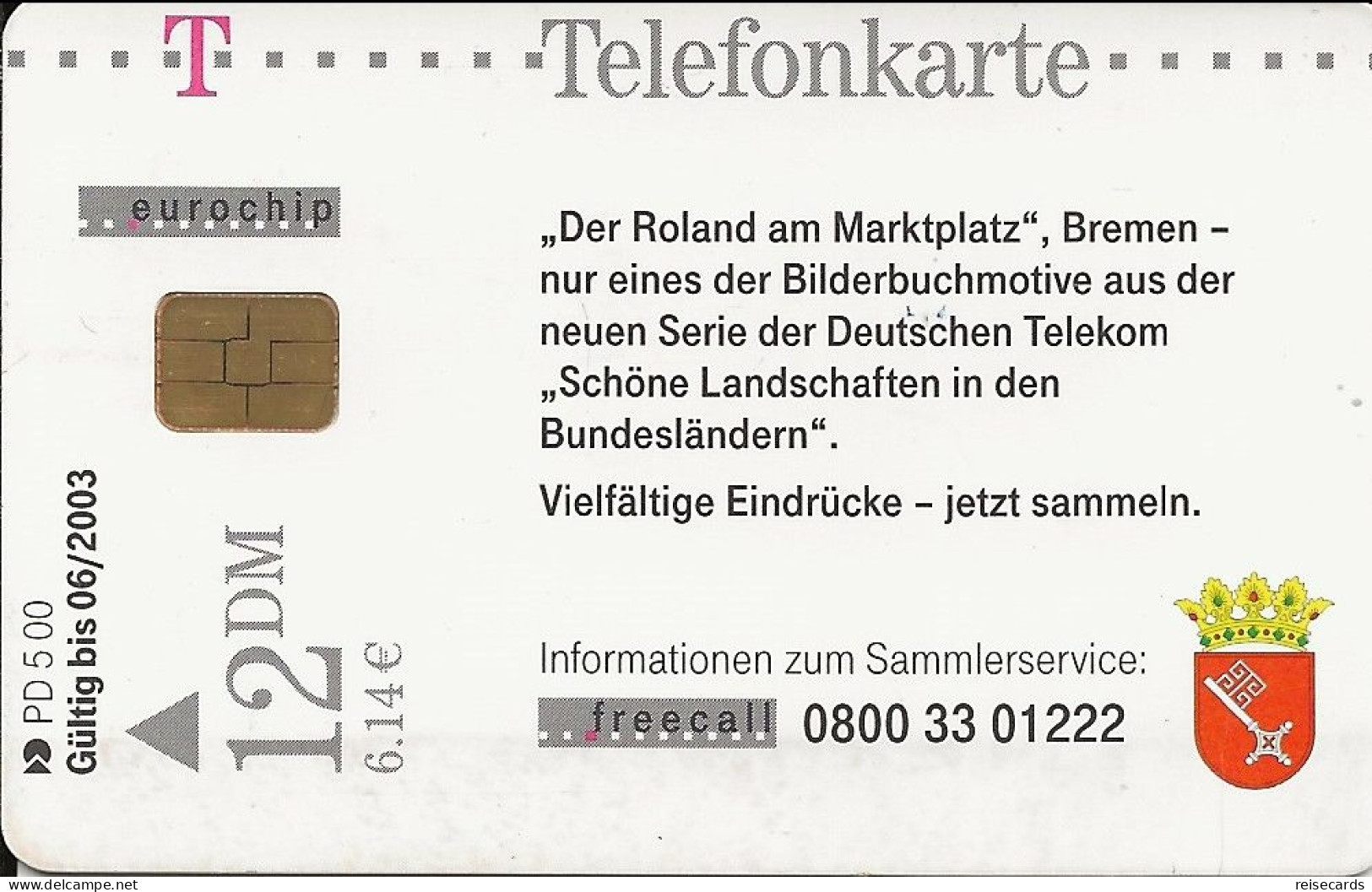 Germany: Telekom PD 5.00 Der Roland Am Marktplatz, Bremen - P & PD-Series: Schalterkarten Der Dt. Telekom