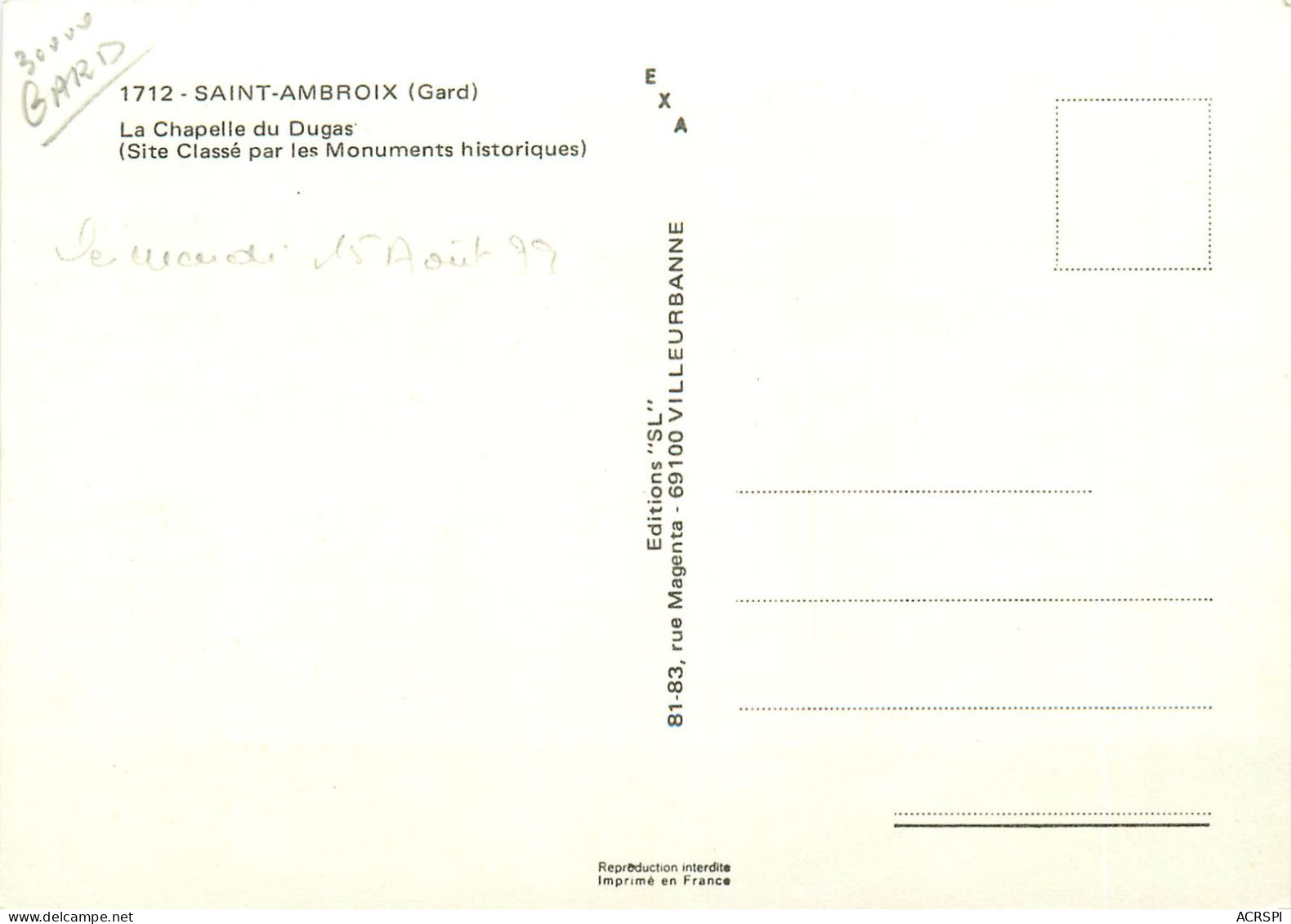 GARD SAINT AMBROIX LA CHAPELLE DU DUGAS(scan Recto-verso) KEVREN0561 - Saint-Ambroix
