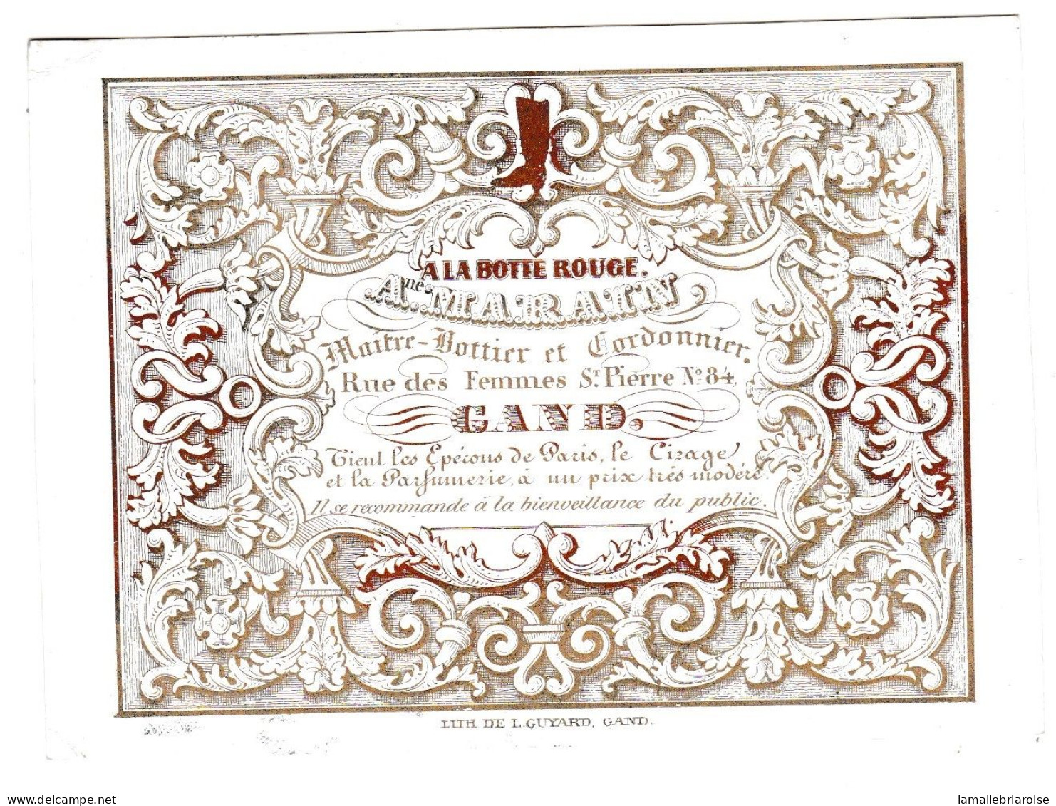 Belgique, "Carte Porcelaine" Porseleinkaart, La Botte Rouge, Maitre Bottier Et Cordonnier, Gand, 105x77mm - Porcelaine