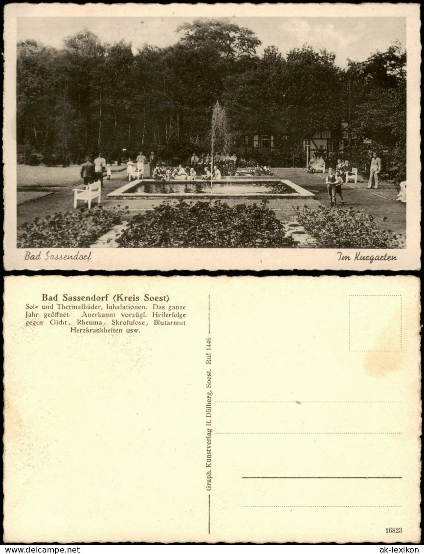 Bad Sassendorf Kuranlagen Kurgarten Personen Am Springbrunnen 1930 - Bad Sassendorf