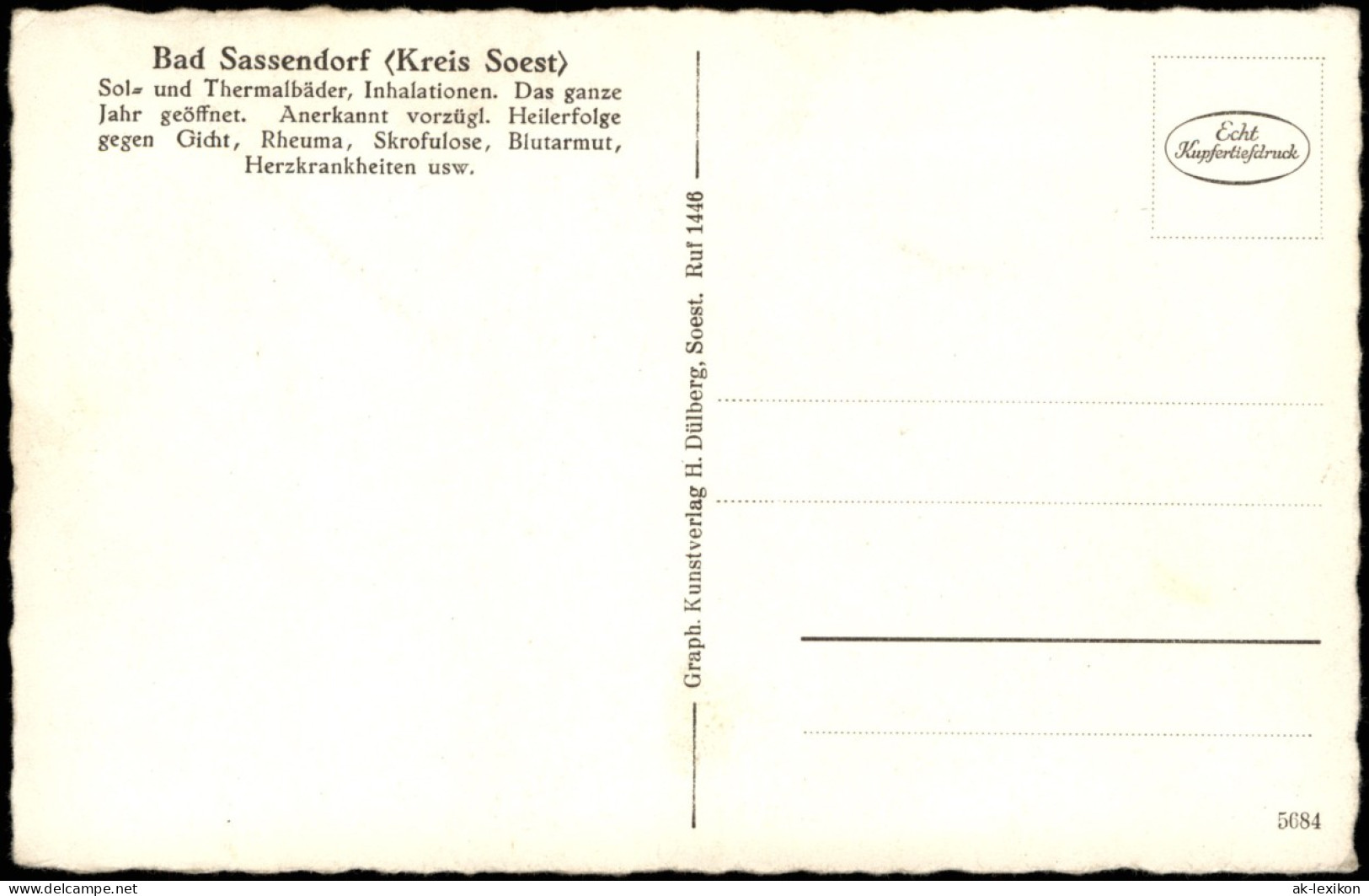 Ansichtskarte Bad Sassendorf Kur Und Badehaus 1930 - Bad Sassendorf