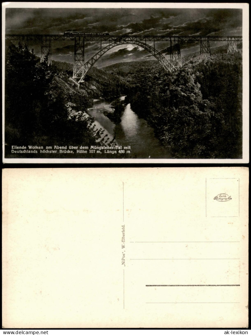 Remscheid Eilende Wolken Am Abend Müngstener Tal Mit Brücke 1930 - Remscheid