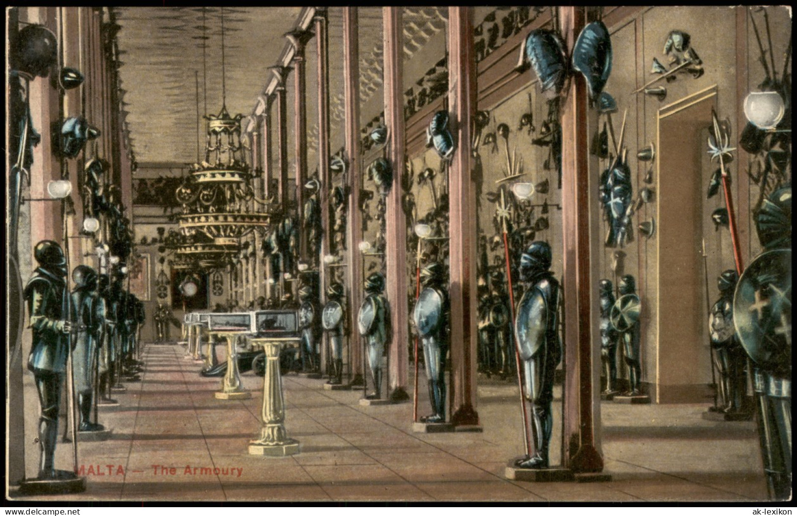 Postcard Valletta Palace Armoury Militärmuseum 1910 - Malta