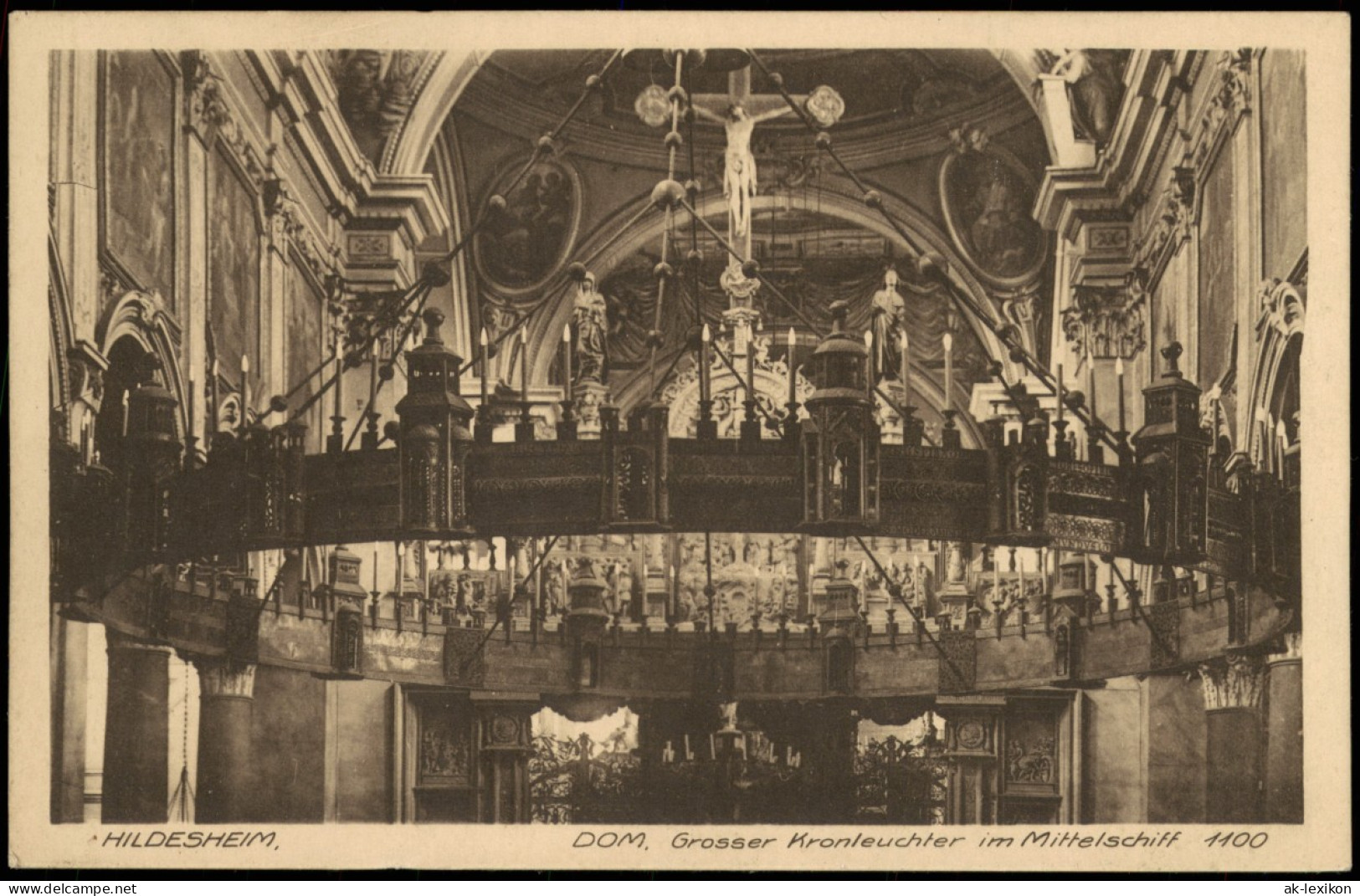 Ansichtskarte Hildesheim DOM Grosser Kronleuchter Im Mittelschiff 1927 - Hildesheim