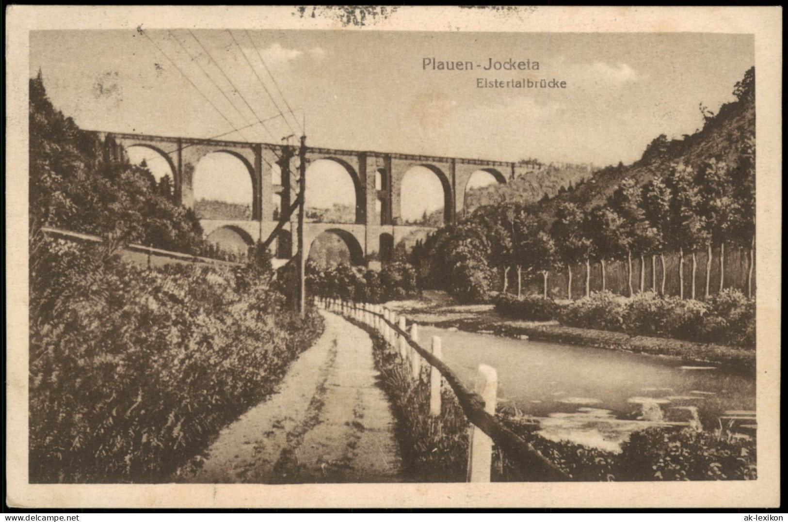 Ansichtskarte Jocketa-Pöhl Elstertalbrücke, Weg Am Fluß 1921 - Poehl