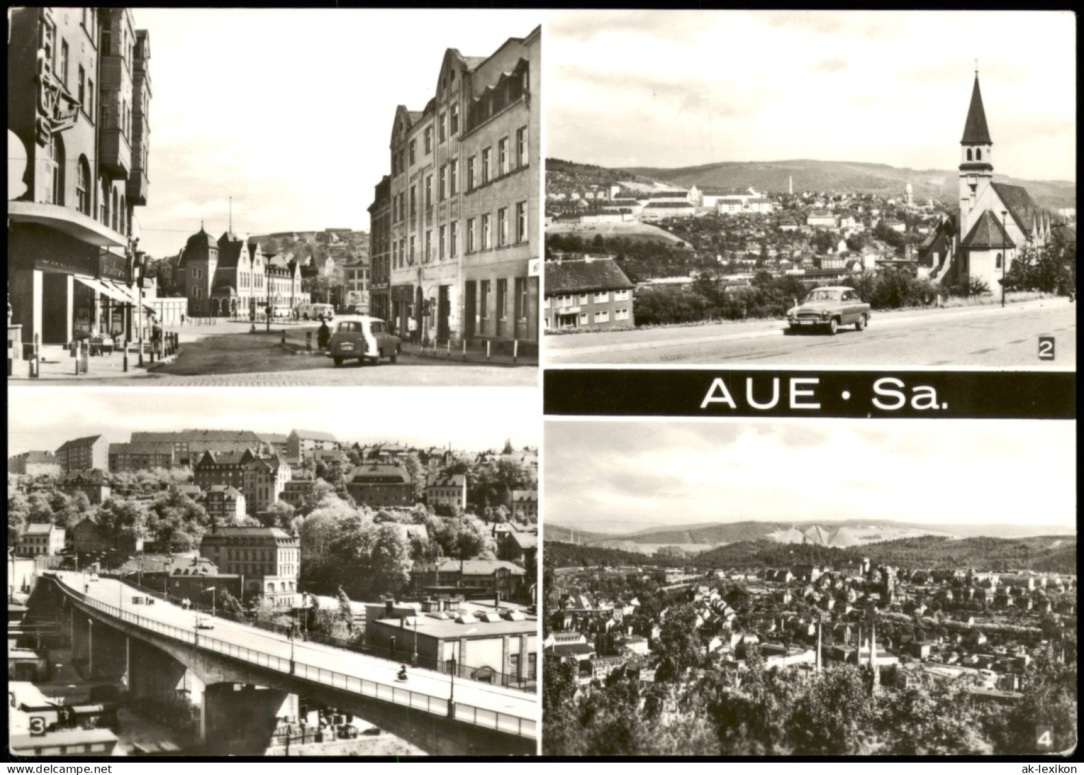 Aue (Erzgebirge) Karl-Marx-Platz Und Hauptpostamt Brücke Wartburg MB 1978 - Aue