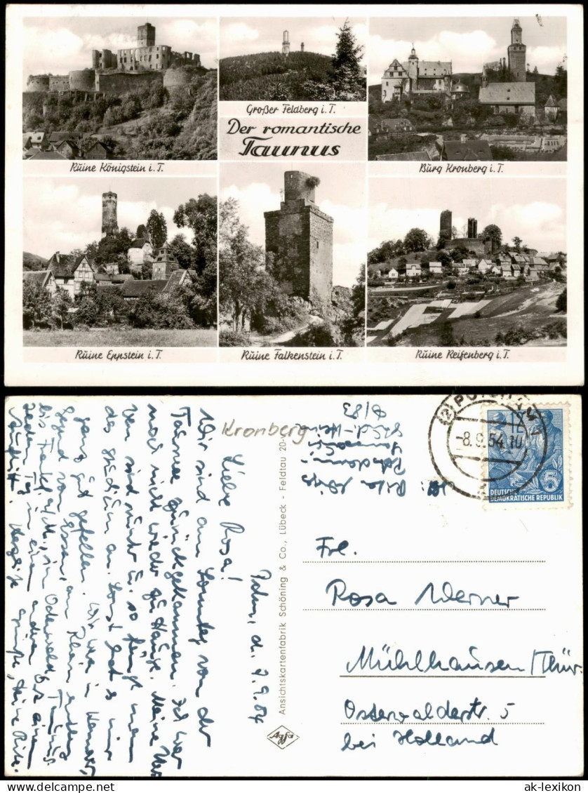 Ansichtskarte Königstein (Taunus) Taunus MB Kronberg Falkenstein 1954 - Koenigstein