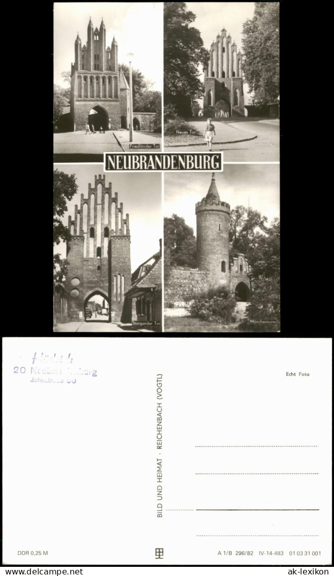 Neubrandenburg DDR Mehrbild-AK Mit 4 Orts-/ Stadtteilansichten 1982 - Neubrandenburg