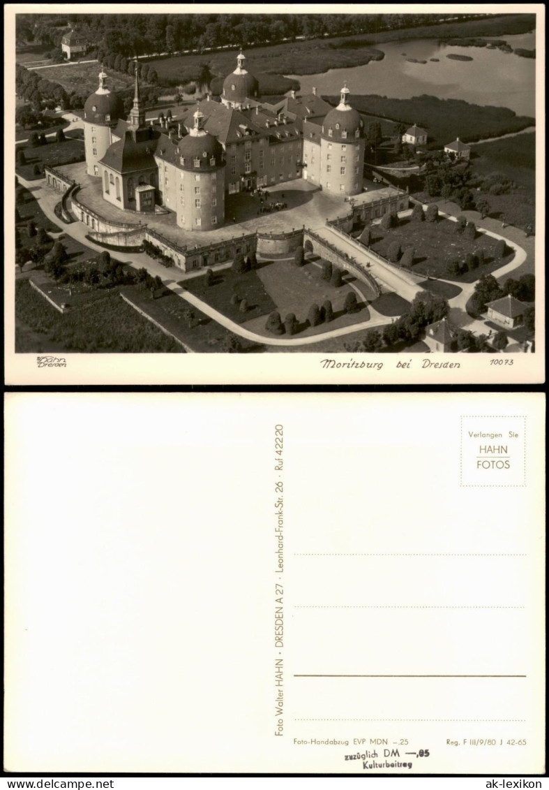 Ansichtskarte Moritzburg Luftbild Jagdschloß 1980 Walter Hahn:10073 - Moritzburg