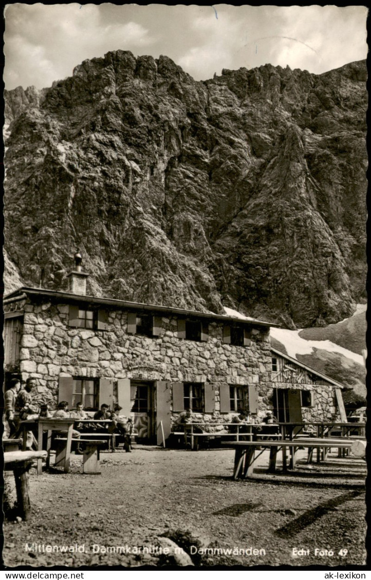 Ansichtskarte Mittenwald Dammkarhütten Darmwänden - Wanderer 1960 - Mittenwald