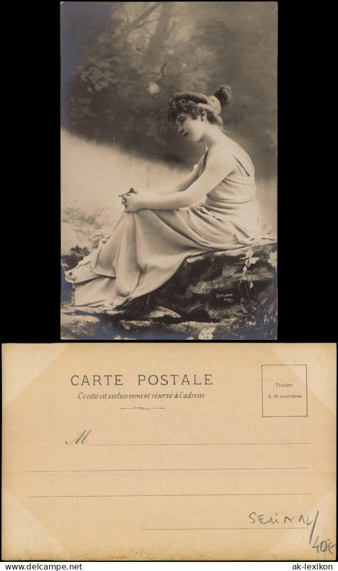 Frühe Fotokunst Fotomontage Frau Mädchen Mit Nachdenklichem Blick 1900 - Non Classés