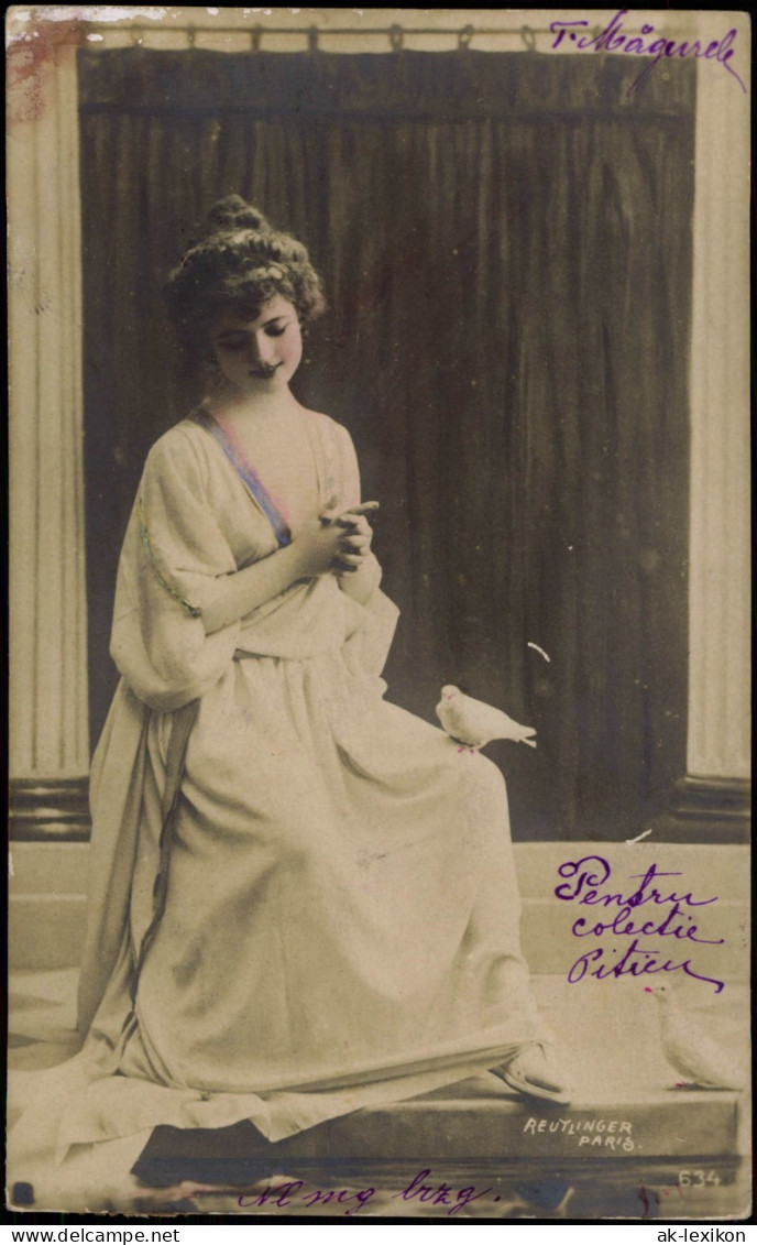Frühe Fotokunst Fotomontage Mädchen Mit Taube (Reutlinger Paris Fotoserie) 1900 - Non Classés