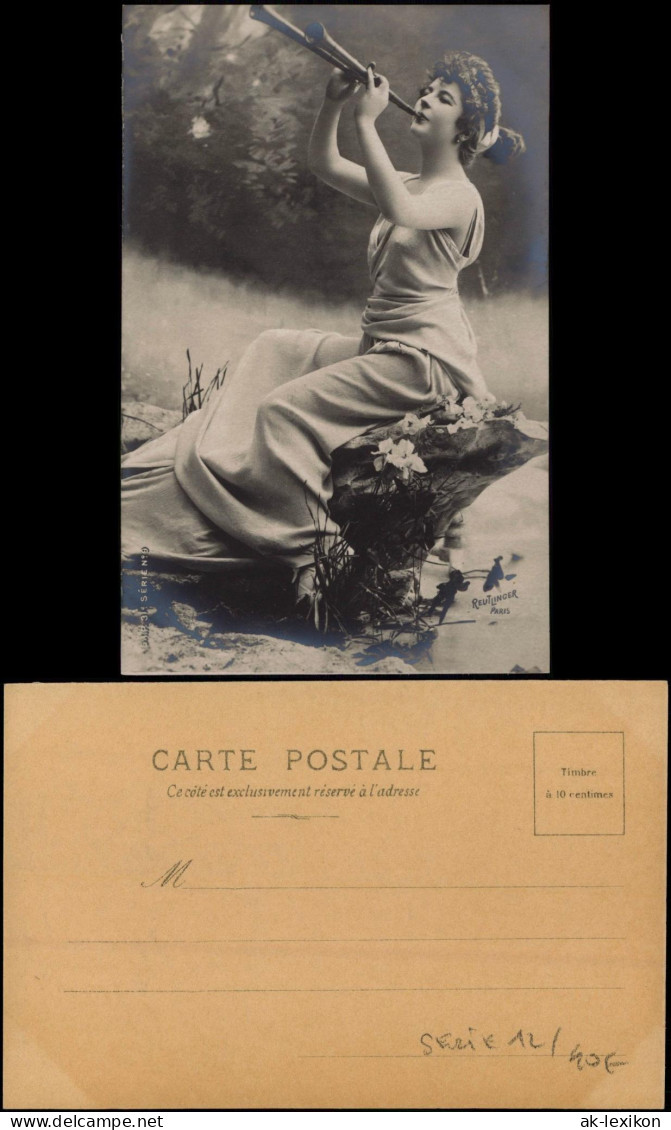 Ansichtskarte  Frühe Fotokunst Fotomontage Frau Mädchen Musizierend 1900 - Unclassified
