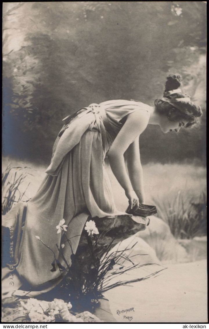 Frühe Fotokunst Fotomontage Hübsches Mädchen Pose Im Kleid 1900 - Non Classés