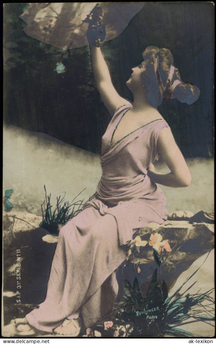 Frühe Fotokunst Fotomontage Frau Mädchen Im Kleid Posierend 1907 - Non Classés