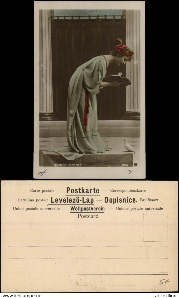 Ansichtskarte  Frühe Fotokunst Fotomontage (Koloriert) Frau Mit Tauben 1900 - Non Classés